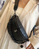 Gothic Style Embossed Skull Pattern Bum Bag/Crossbody Bag with Chain