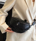 Gothic Style Embossed Skull Pattern Bum Bag/Crossbody Bag with Chain