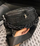 Gothic Style Embossed Skull Pattern Bum Bag/Crossbody Bag with Chain