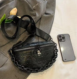 Gothic Style Embossed Skull Pattern Bum Bag/Crossbody Bag with Chain
