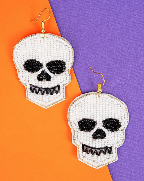 Halloween - It's Hallo-Scream Skull Seed Bead Earrings