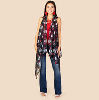 Skulls & Roses Vest/Cover Up with Tassels