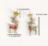 Christmas - Small Glitter Acrylic Reindeer Earrings