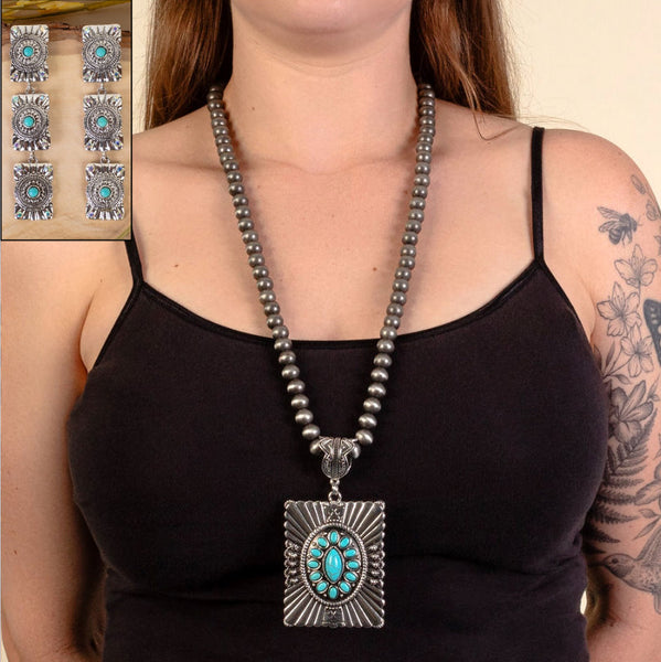 Large Squash Blossom Necklace with Coordinating Earrings - 3 Color Available