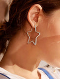 Star Shaped Hoop Earrings (Available in Goldtone or Silvertone)