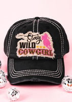 Distressed "Stay Wild Cowgirl" Cap (2 Color Choices)
