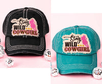Distressed "Stay Wild Cowgirl" Cap (2 Color Choices)