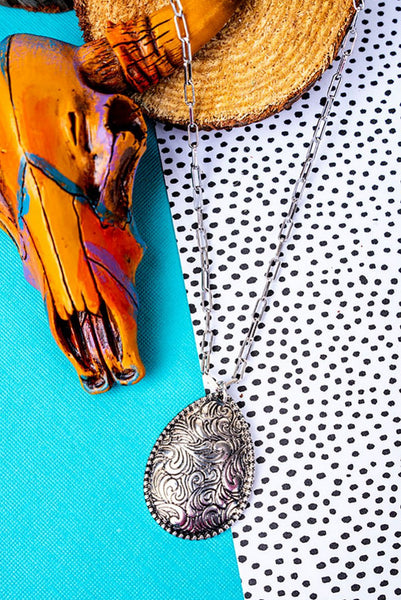 Western Taylor Teardrop Silvertone Necklace