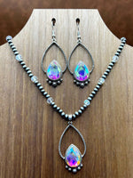 Western - Beaded Geometric Necklace with Matching Earrings (2 Styles Available)