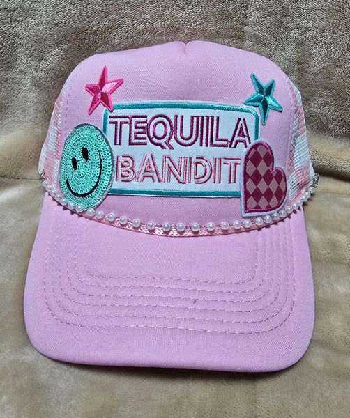 Handcrafted "Tequila Bandit" Trucker's Cap with Hat Chain