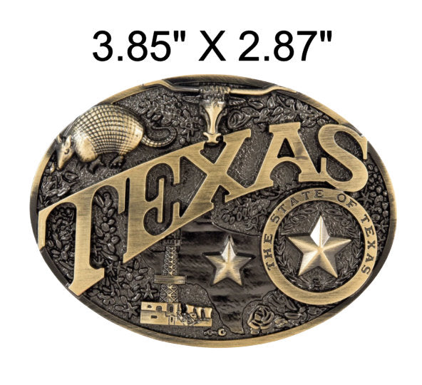 Western Engraved "Texas" Buckle (2 Color Options)