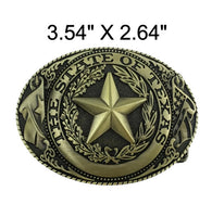 Western Style Engraved State of Texas Star Logo Buckle (2 Colors Available)