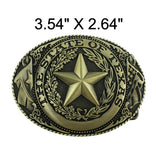 Western Style Engraved State of Texas Star Logo Buckle (2 Colors Available)
