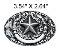 Western Style Engraved State of Texas Star Logo Buckle (2 Colors Available)