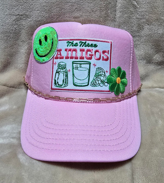Handcrafted "The Three Amigos" Trucker's Cap with Hat Chain