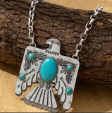 Western Turquoise Thunderbird Necklace with Coordinating Earrings