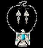 Western Turquoise Thunderbird Necklace with Coordinating Earrings
