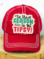 Distressed "Tis The Season To Get Tipsy!" Cap (2 Color Choices)