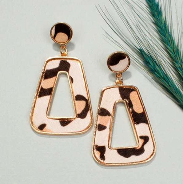 Triangle Leopard Hide Earrings (3 Colors Available)