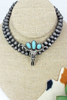 Western Turquoise & Silver Pearl Choker (7 Styles Available)