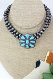 Western Turquoise & Silver Pearl Choker (7 Styles Available)