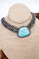 Western Turquoise & Silver Pearl Choker (7 Styles Available)