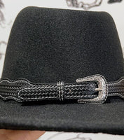 Western Faux Leather & Turquoise Stones Hat Band (2 Colors Available)