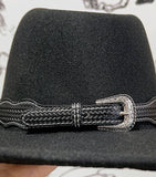 Western Faux Leather & Turquoise Stones Hat Band (2 Colors Available)