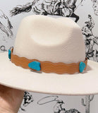 Western Faux Leather & Turquoise Stones Hat Band (2 Colors Available)