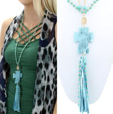 Cross Tassel Necklace Set (Available in 2 Colors)