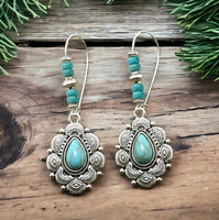 Western Boho Turquoise Beaded Dangle Earrings (2 Style Choices)
