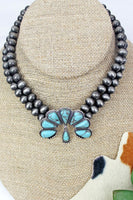 Western Turquoise & Silver Pearl Choker (7 Styles Available)
