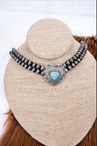 Western Turquoise & Silver Pearl Choker (7 Styles Available)