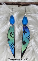 Teardrop Stones & Feathers Earrings (6 Choices)