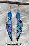Teardrop Stones & Feathers Earrings (6 Choices)