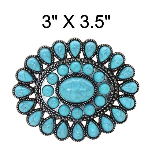 Western Style Turquoise Stones Belt Buckle