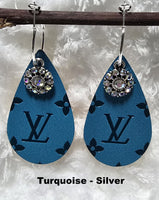 Embossed Teardrop Earrings with Charms (13 Color Choices)