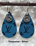 Embossed Teardrop Earrings with Charms (13 Color Choices)