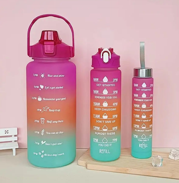 Motivational Water Bottles - Set of 3 (6 Colors Available)