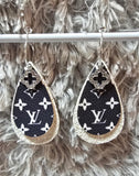 Black & White Interchangeable Teardrop Earrings with Rhinestone Charms