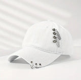 Stylish Baseball Cap with Chains & Rings (5 Colors Available)