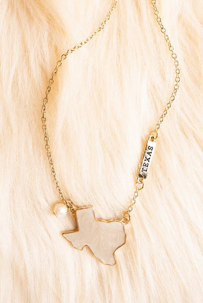 White Texas Charm Goldtone & Pearl Necklace