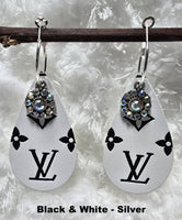 Embossed Teardrop Earrings with Charms (13 Color Choices)