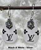 Embossed Teardrop Earrings with Charms (13 Color Choices)