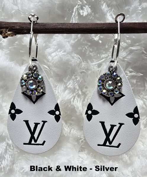 Embossed Teardrop Earrings with Charms (13 Color Choices)