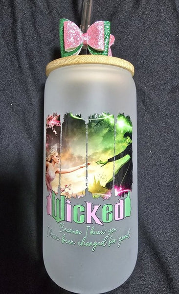 WICKED "Because I Knew You" Glass Tumbler 16oz Cup/Beer Can