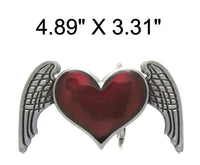 Engraved Winged Heart Belt Buckle