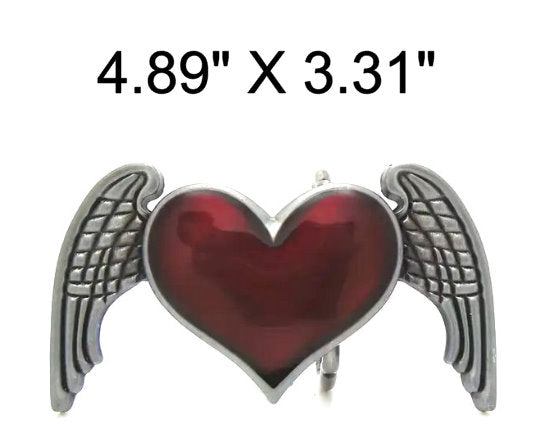 Engraved Winged Heart Belt Buckle