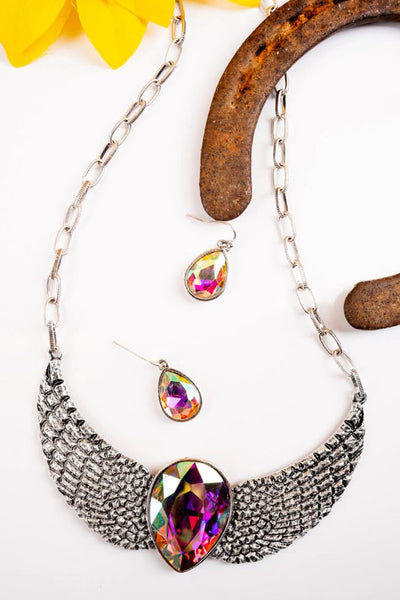 Rise Above Winged Crystal Necklace Set