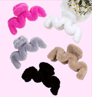 Zig-Zag Plush Faux Fur Hair Jaw Clips (Set of 5)